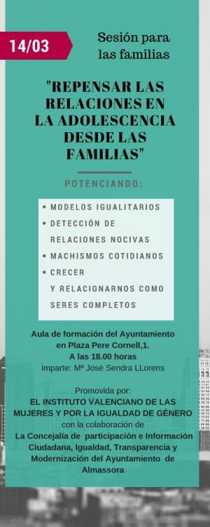 Actividades para familias en Castellón. Charla para padres y madres en Almassora
